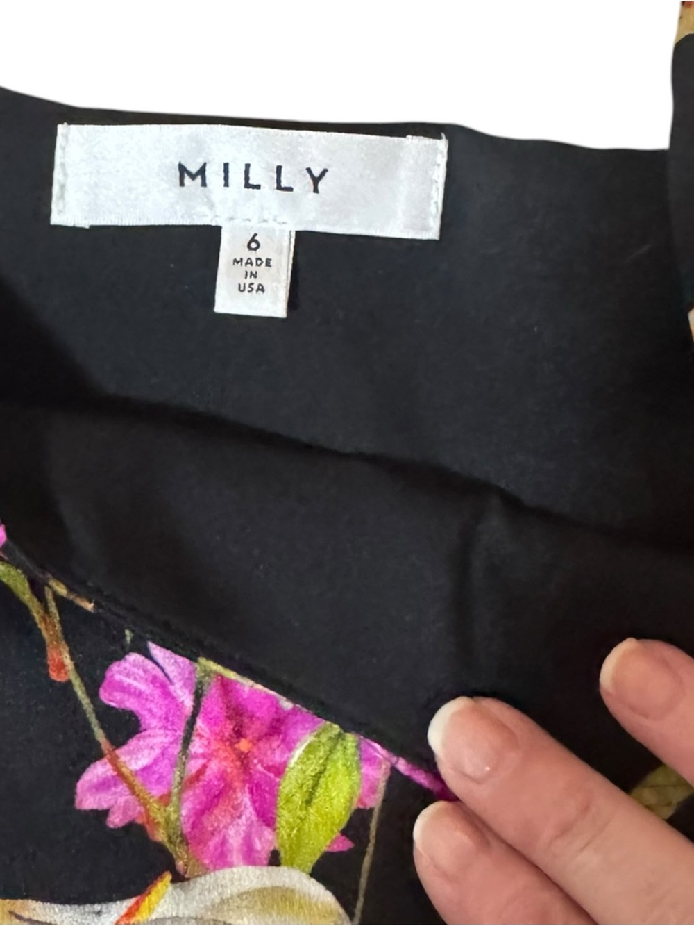 milly silk off shoulder floral ruffle crop top sz 6 - Picture 7 of 8